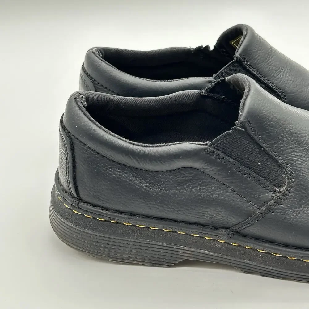 Dr. Martens Boyle Shoes Mens 11 Black Leather Slip On SoftWair Comfort Casual